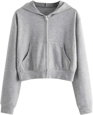 SMIDOW Crop Full Zip Up Hoodie Women Cute 2023 Fall Fashion y2k Clothes Teen Girl Cropped Lightweight Jacket With Hood