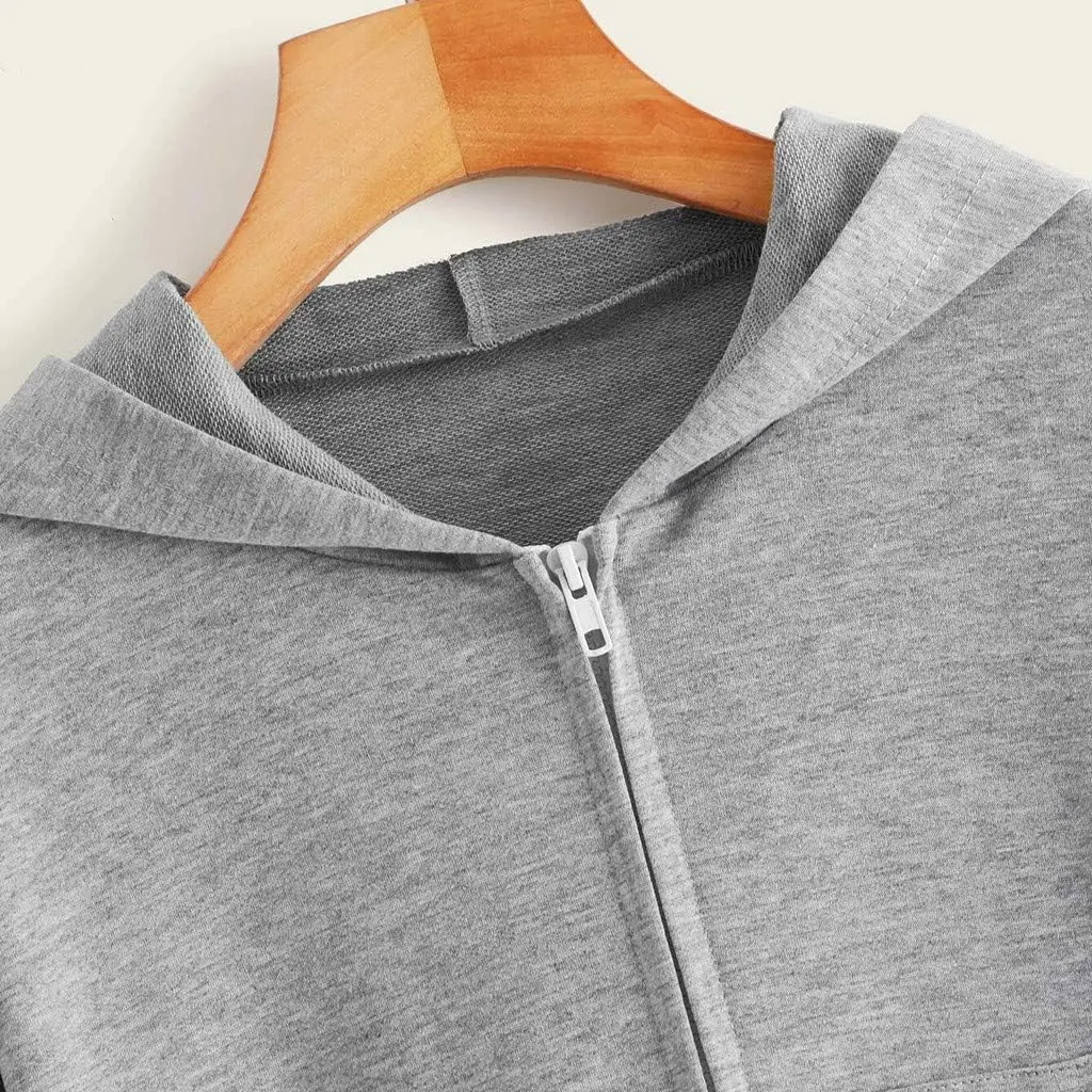 SMIDOW Crop Full Zip Up Hoodie Women Cute 2023 Fall Fashion y2k Clothes Teen Girl Cropped Lightweight Jacket With Hood