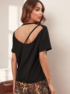 Solid Cut Out Back Tee
