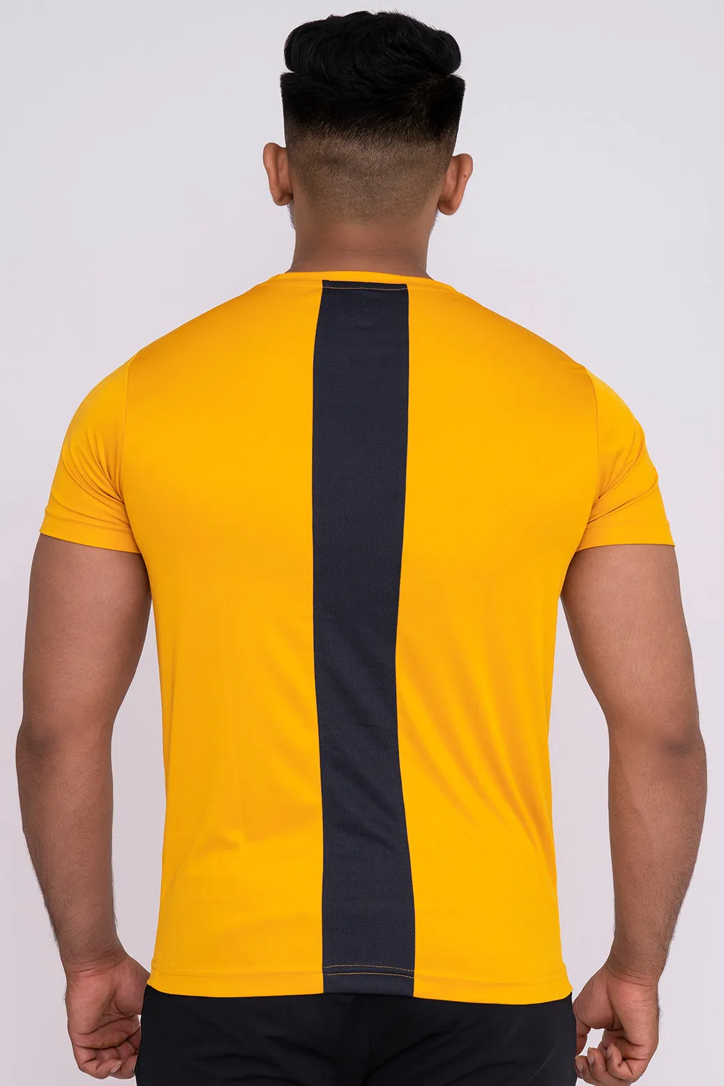 Solid Dye Round Neck T-Shirts Mustard Charcoal
