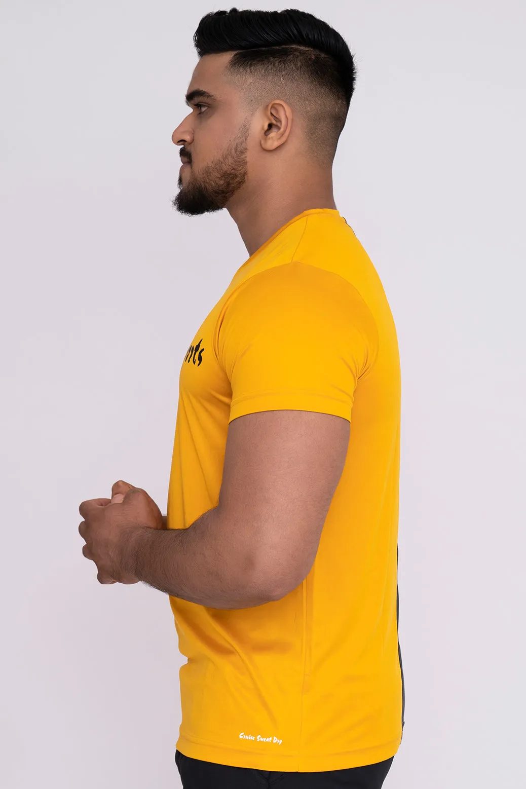 Solid Dye Round Neck T-Shirts Mustard Charcoal