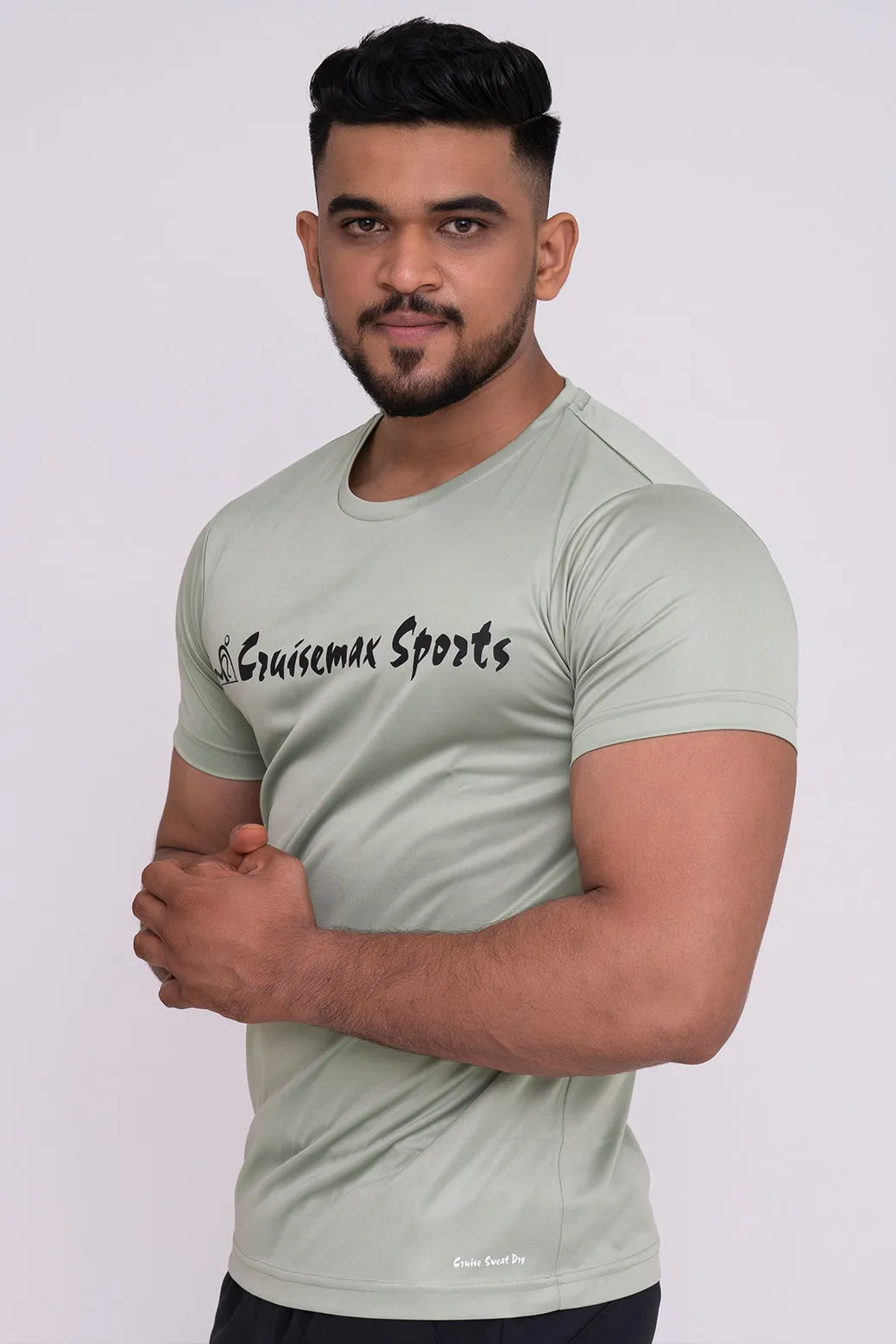 Solid Dye Round Neck T-Shirts Pista Firozi