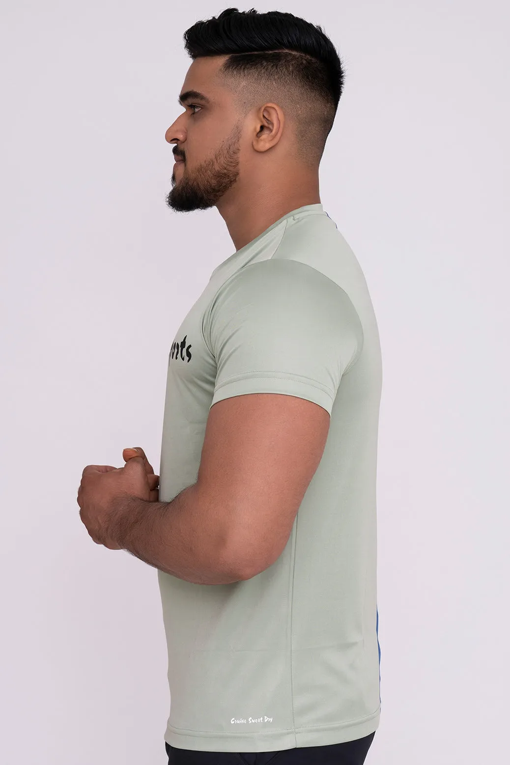 Solid Dye Round Neck T-Shirts Pista Firozi