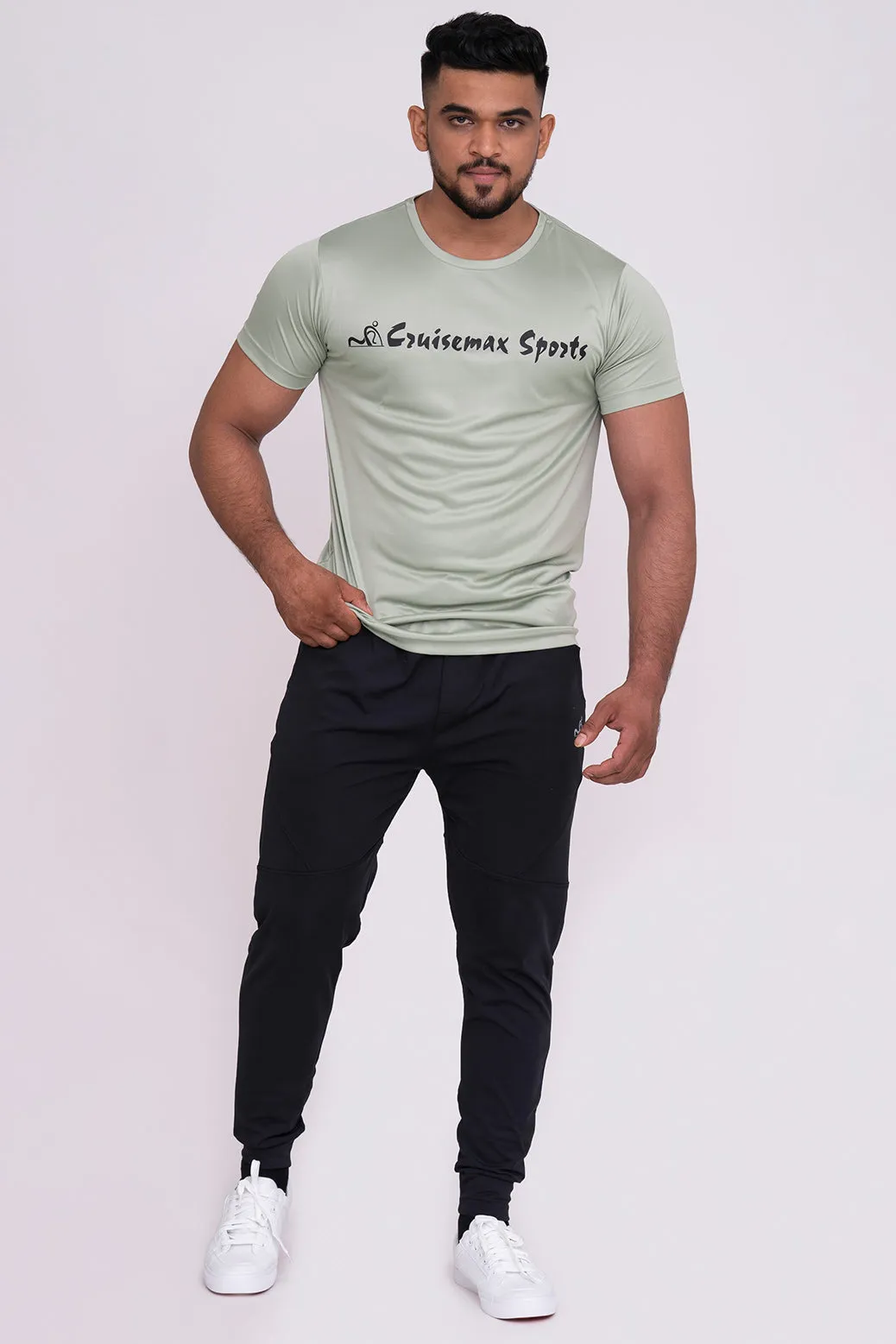 Solid Dye Round Neck T-Shirts Pista Firozi