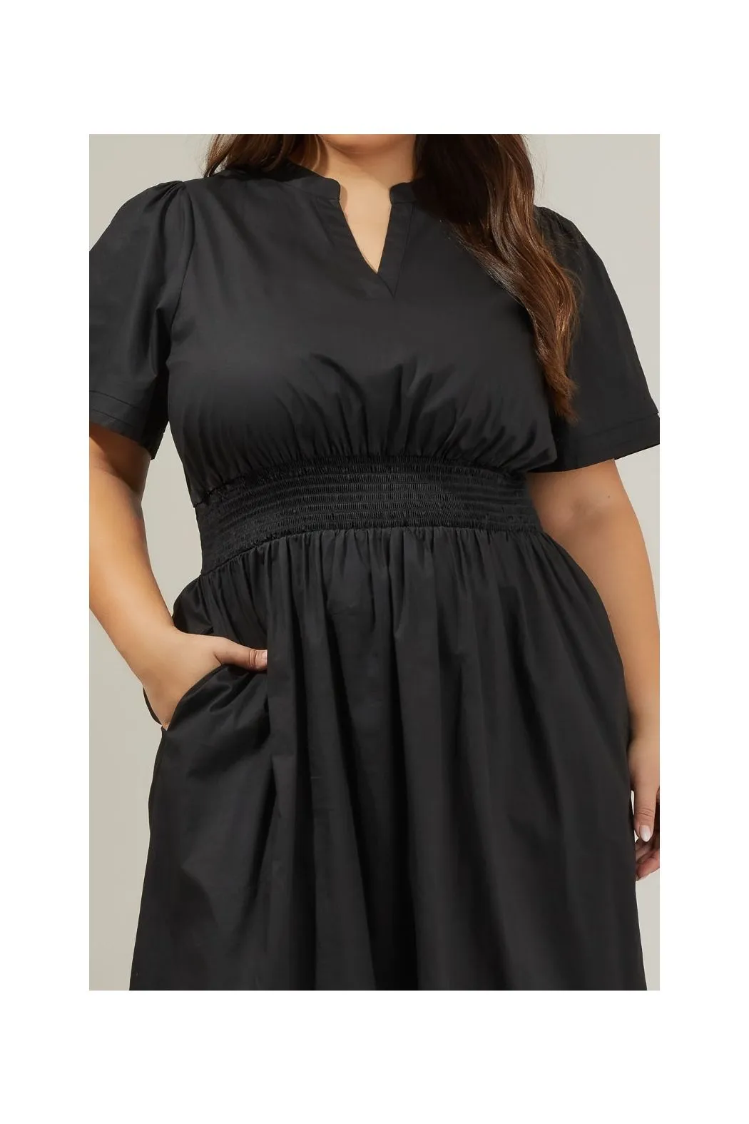 Solid Tiered Cotton Maxi Dress in Black