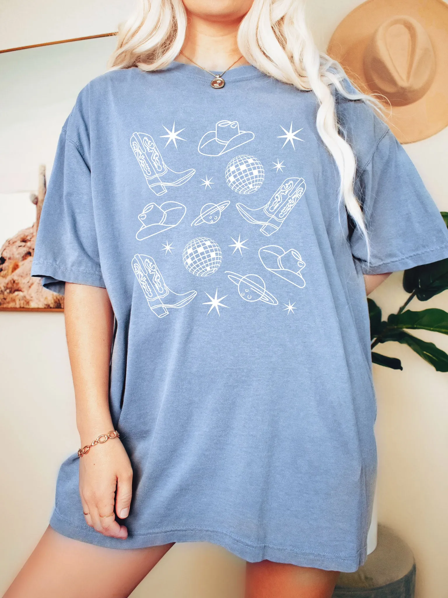 Space Cowgirl w/Disco Balls Comfort Colors® Tshirt