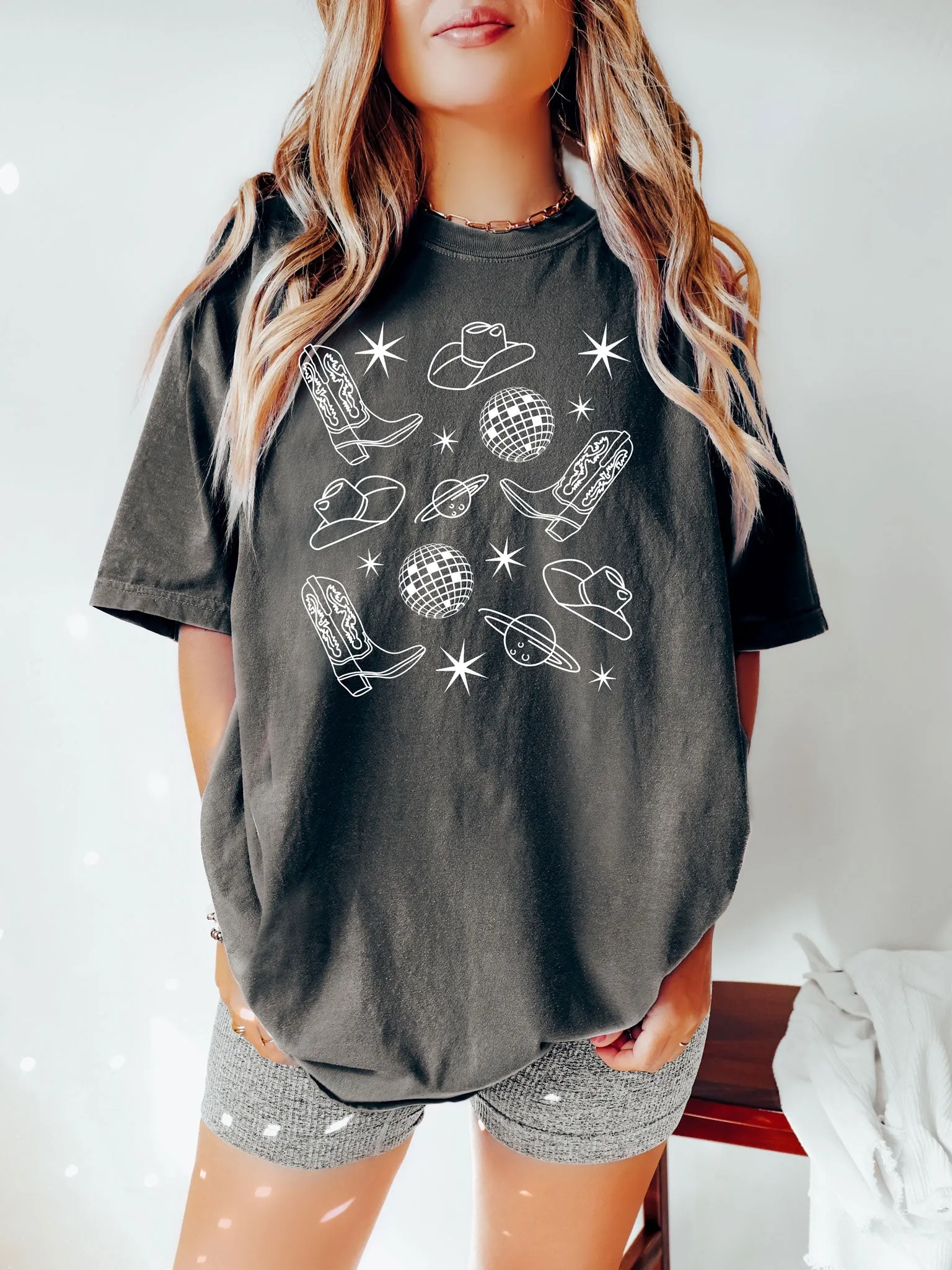 Space Cowgirl w/Disco Balls Comfort Colors® Tshirt