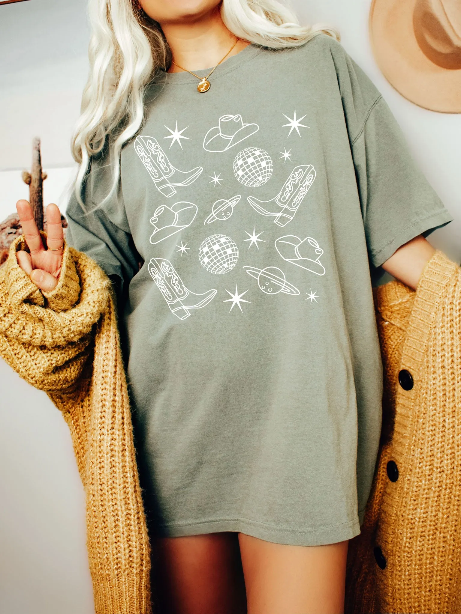 Space Cowgirl w/Disco Balls Comfort Colors® Tshirt