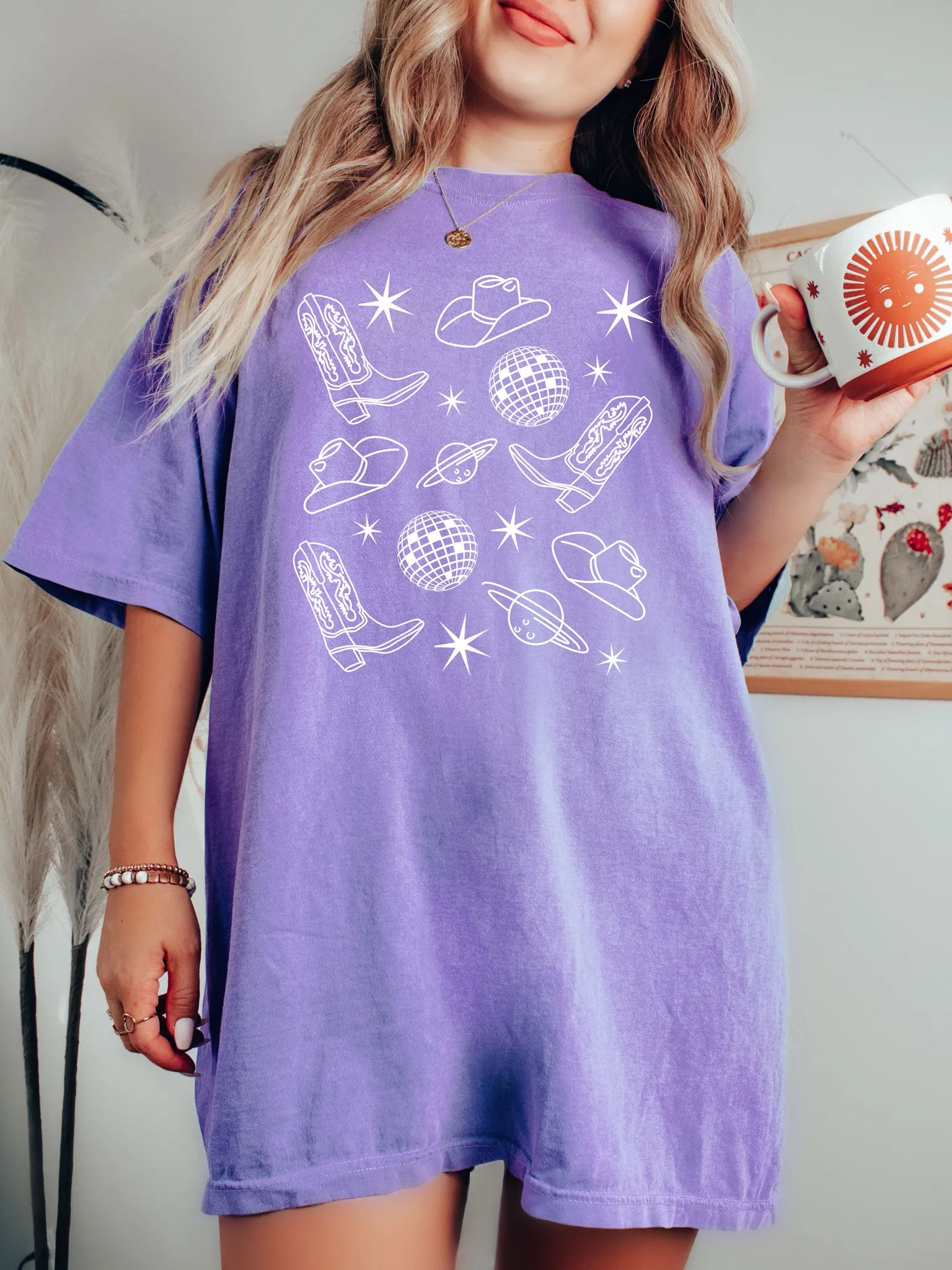 Space Cowgirl w/Disco Balls Comfort Colors® Tshirt