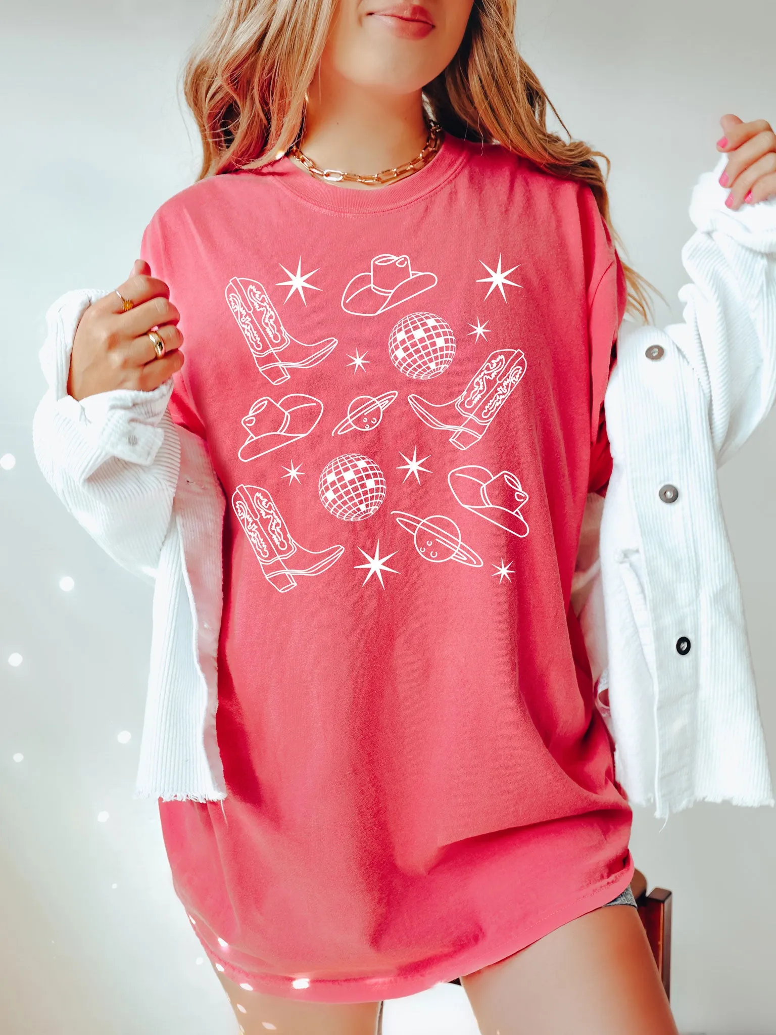 Space Cowgirl w/Disco Balls Comfort Colors® Tshirt