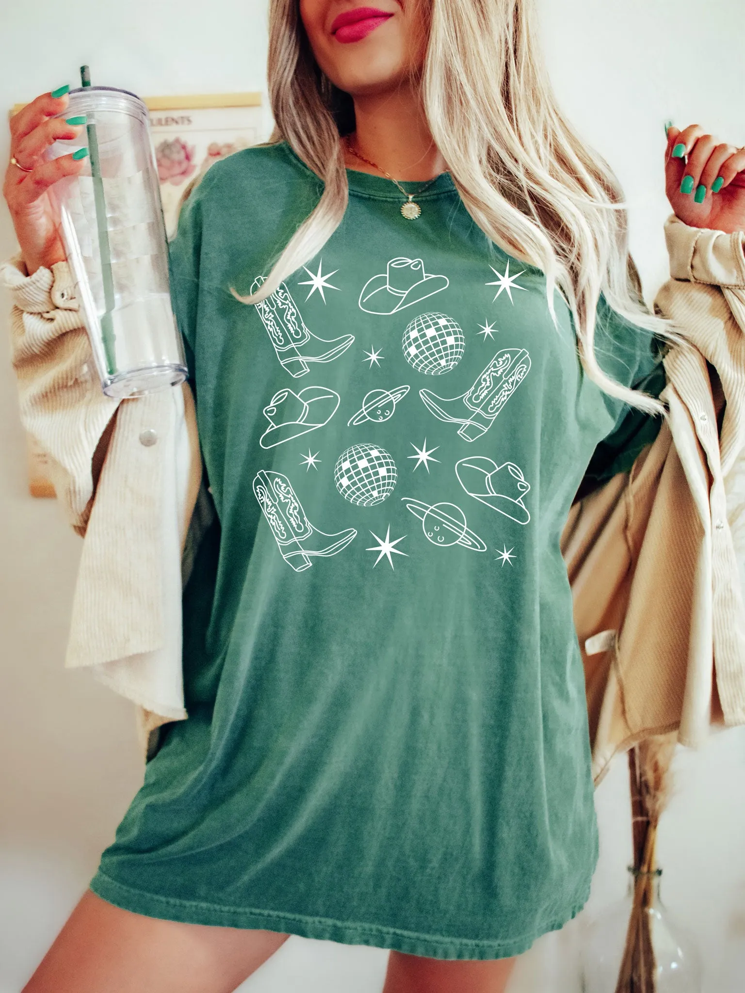 Space Cowgirl w/Disco Balls Comfort Colors® Tshirt