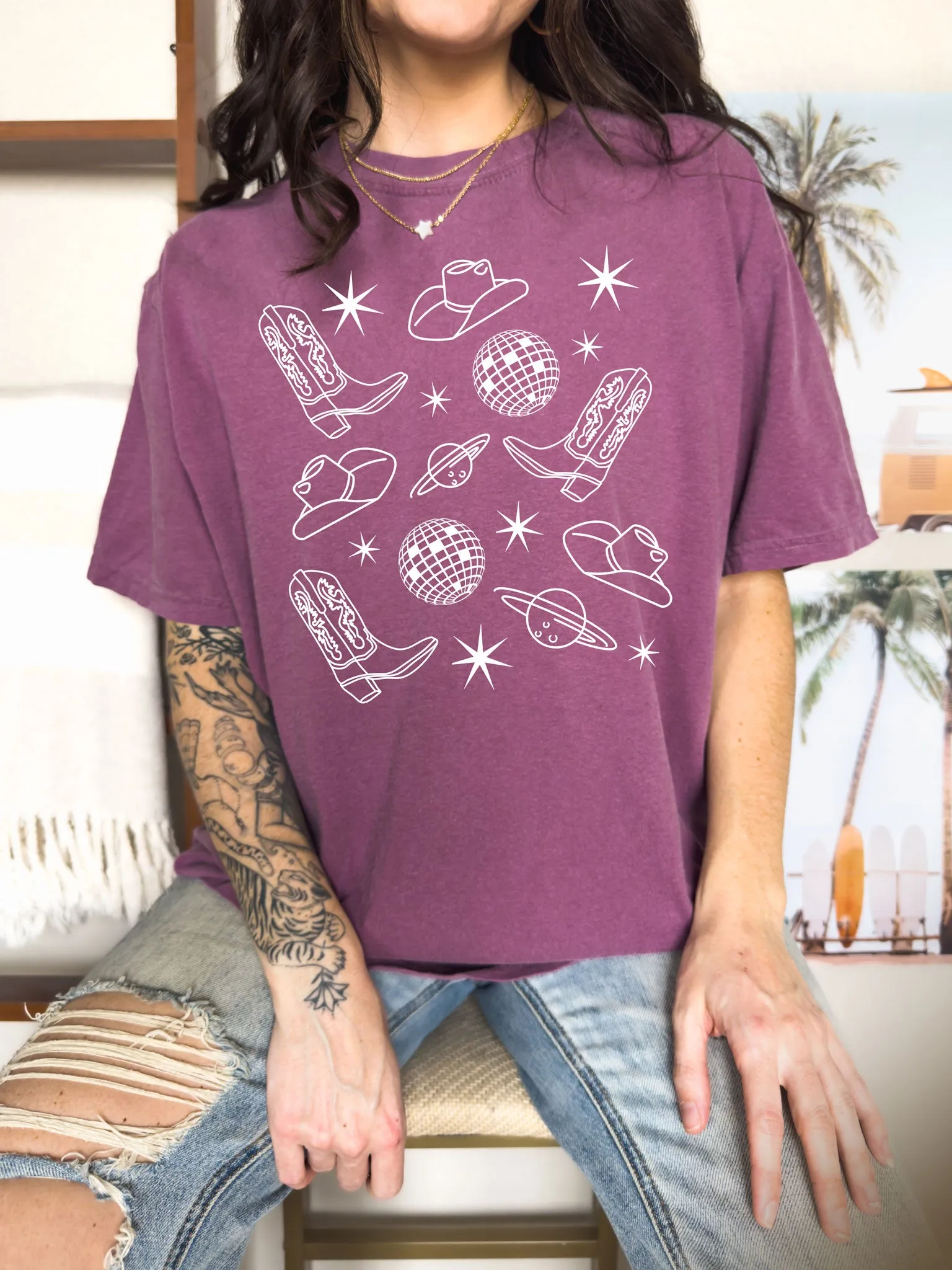 Space Cowgirl w/Disco Balls Comfort Colors® Tshirt