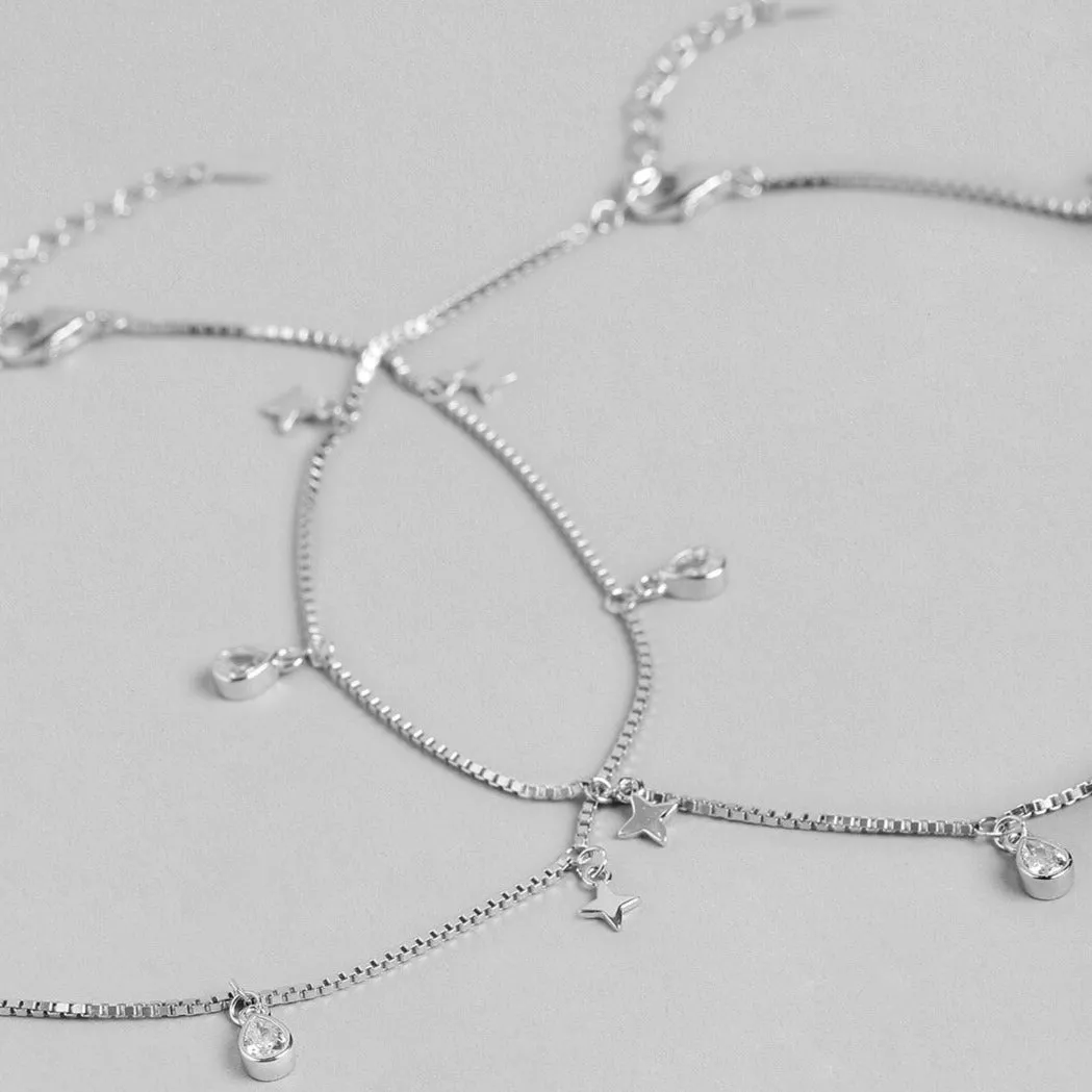 Star Charms 925 Sterling Silver Anklets