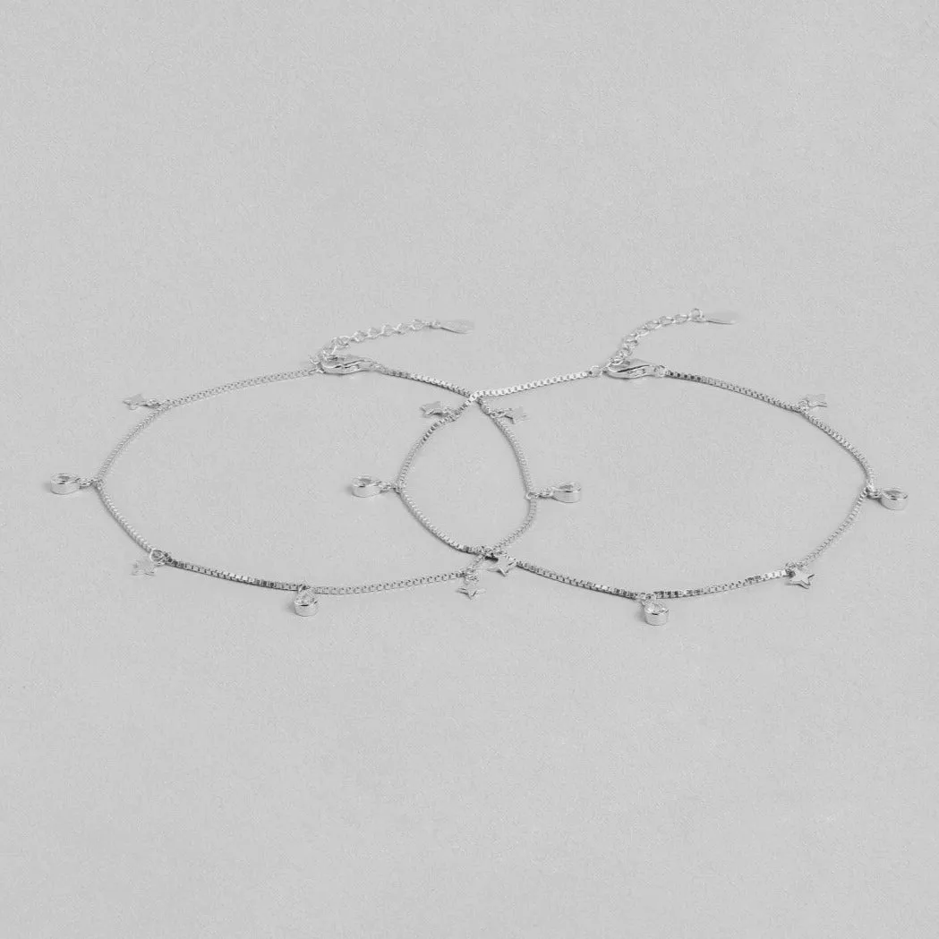 Star Charms 925 Sterling Silver Anklets