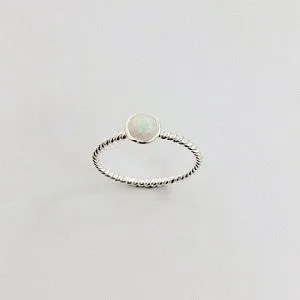 Sterling Silver Stacker Ring - White Opalite with a Twist