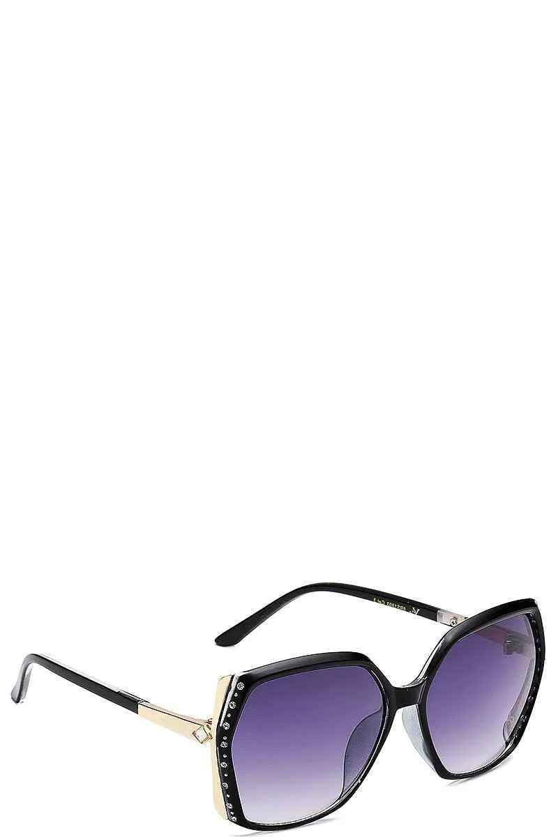Stylish Rhinestone Accent Sunglasses