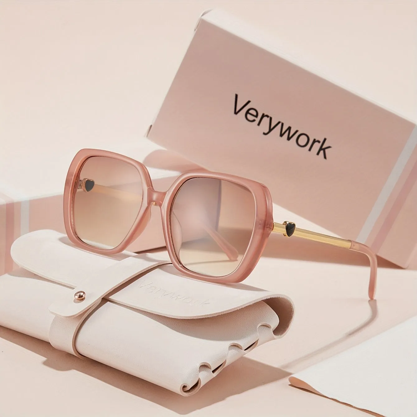 Stylish Womens Rectangle Glasses with Case for Outdoors