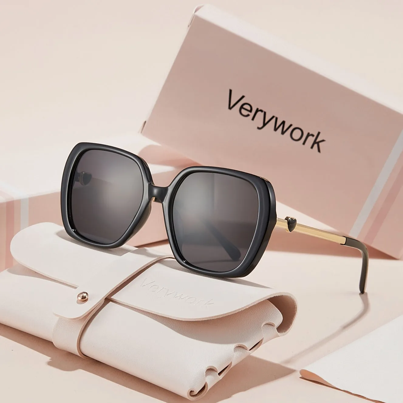 Stylish Womens Rectangle Glasses with Case for Outdoors