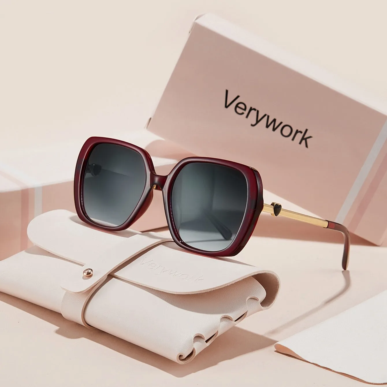 Stylish Womens Rectangle Glasses with Case for Outdoors