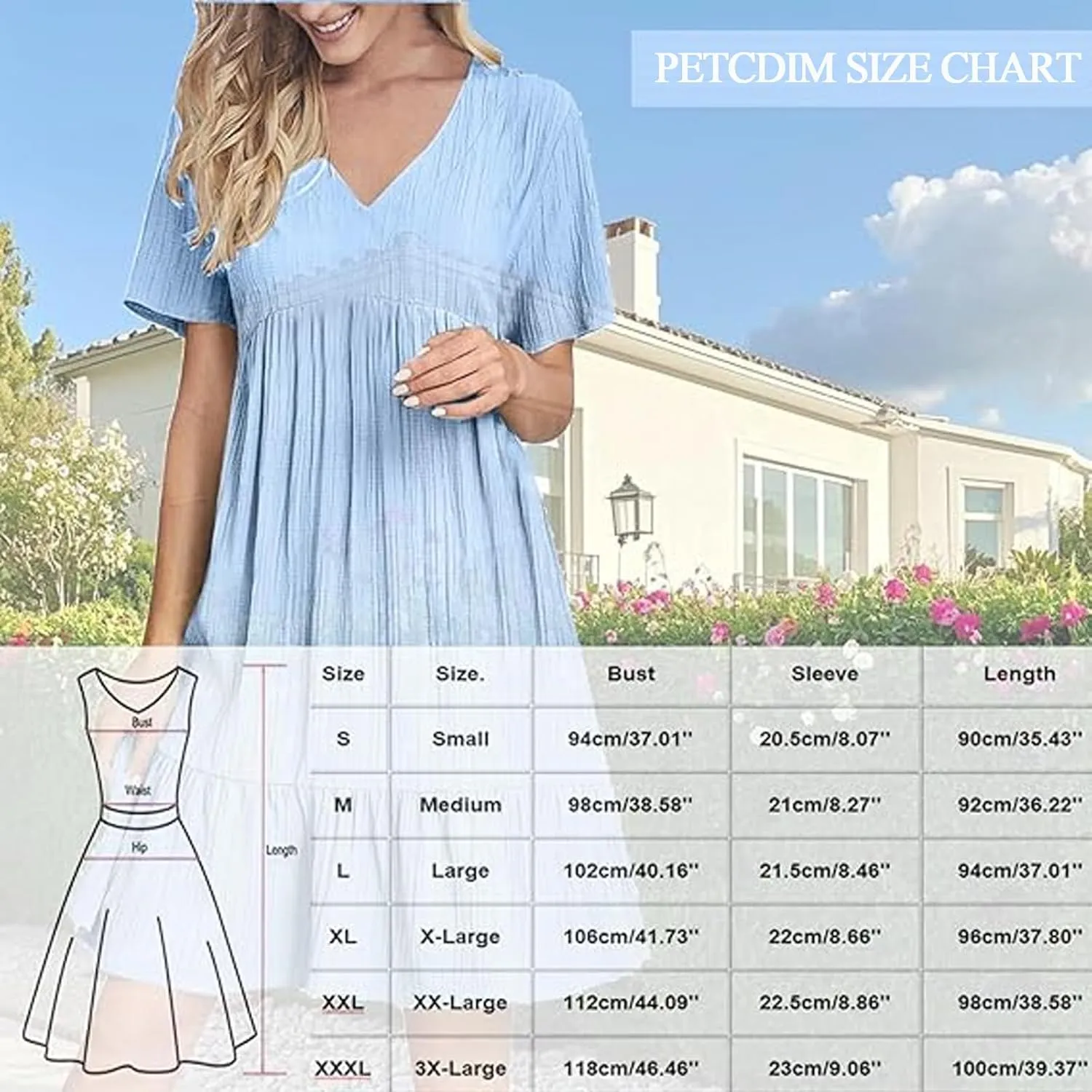 Sun Dresses for Women 2025 Vacation Summer Casual Short Sleeve V Neck Flowy Swing Dress Pleated Ruffle Beach Sundress