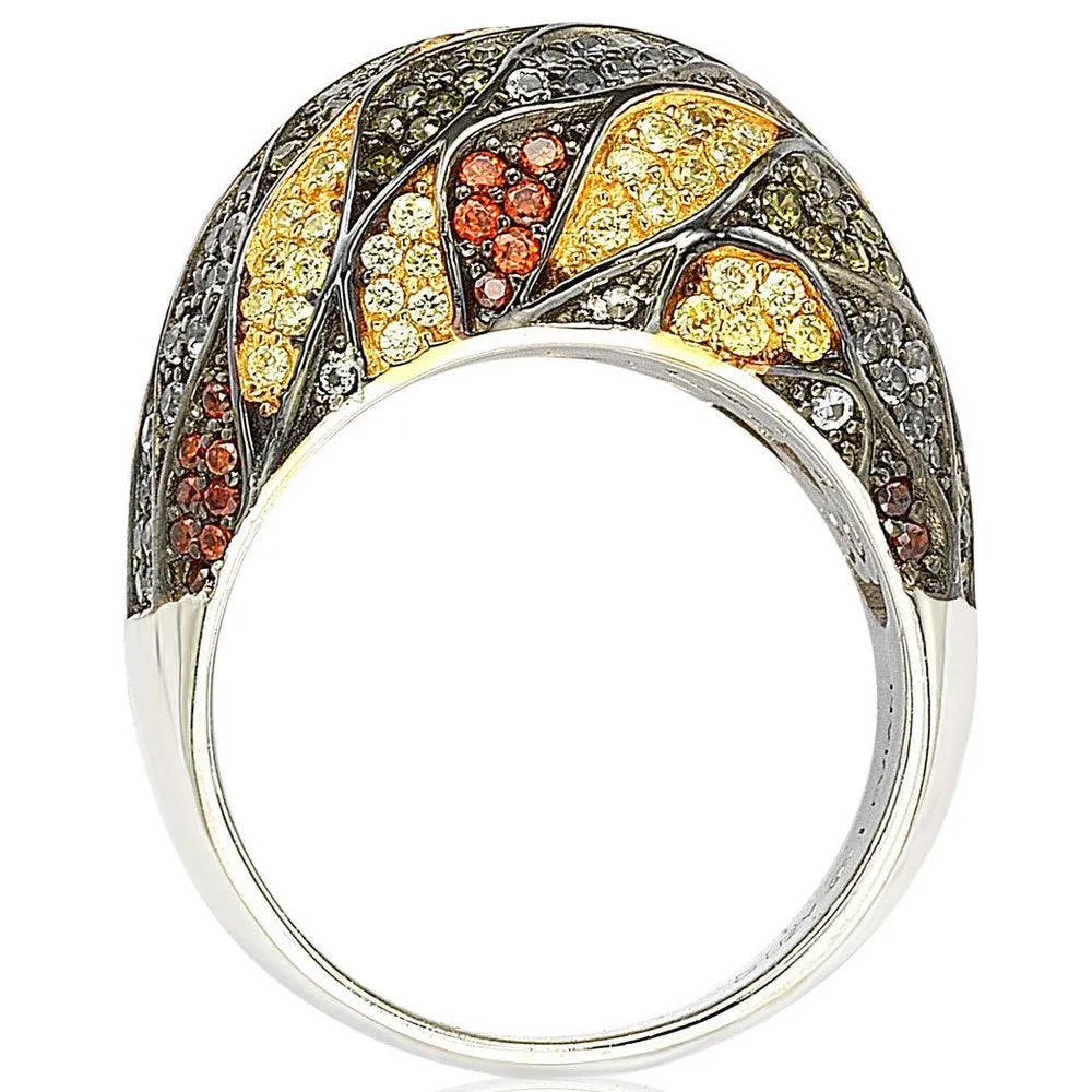 Suzy Levian Sterling Silver Cubic Zirconia Multi-Color Pave Dome Ring