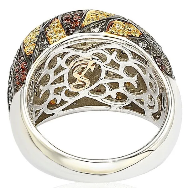 Suzy Levian Sterling Silver Cubic Zirconia Multi-Color Pave Dome Ring
