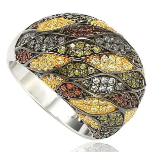 Suzy Levian Sterling Silver Cubic Zirconia Multi-Color Pave Dome Ring