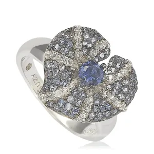 Suzy Levian Sterling Silver Sapphire and Diamond Accent Whimsical Heart Ring