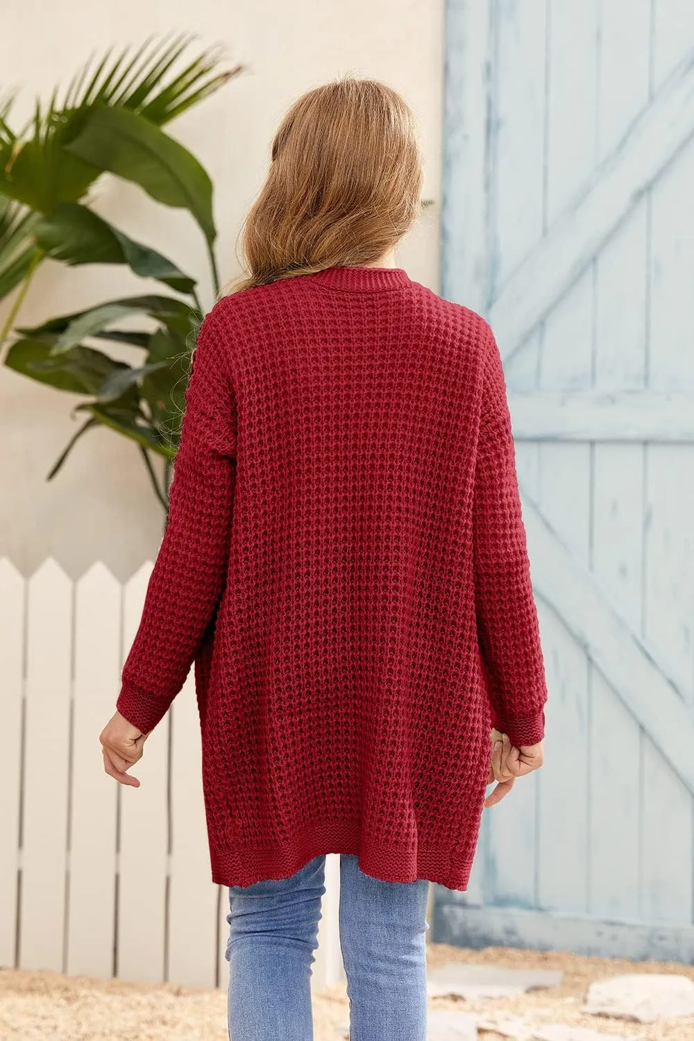 SySea Girls Batwing Long Sleeve Cardigan Open Front Chunky Knit Sweaters Coats with Pockets