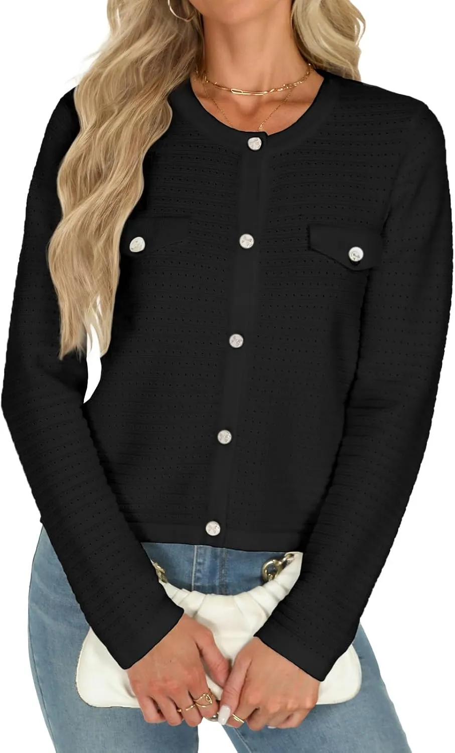 Tanou Women's 2025 Fall Casual Long Sleeve Trendy Cardigan Sweaters Button Knit Lady Jackets