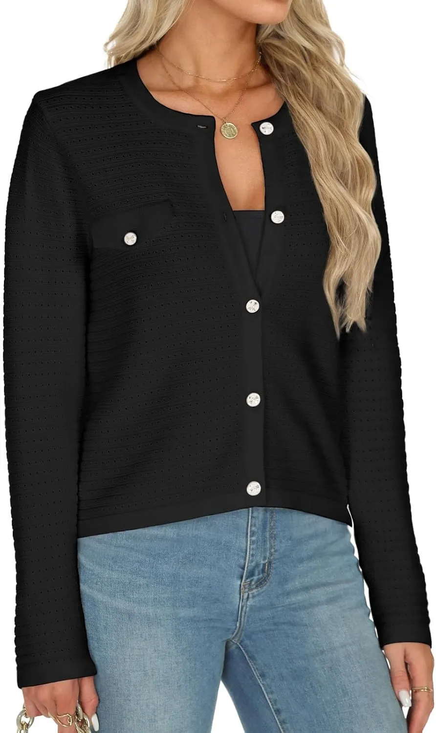 Tanou Women's 2025 Fall Casual Long Sleeve Trendy Cardigan Sweaters Button Knit Lady Jackets