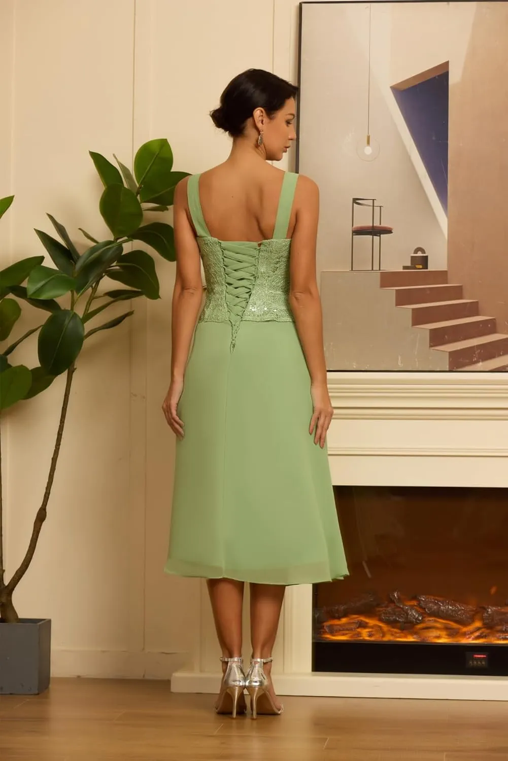 Tea Length Mother of The Bride Dresses with Jackets 2 Pieces Chiffon Floral Laces Sequins Formal Evening Dresses