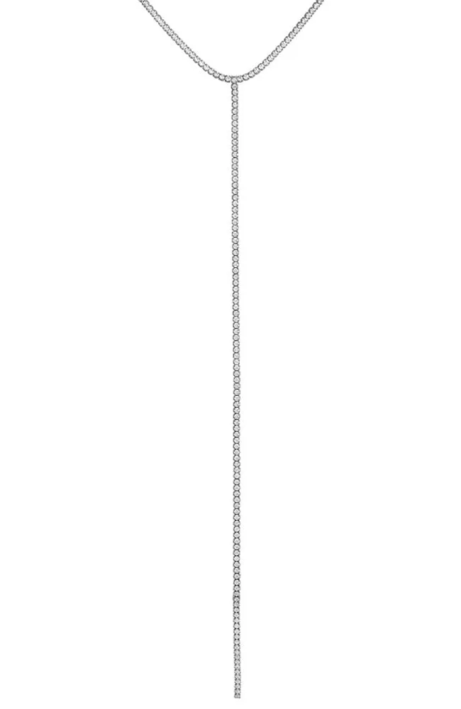 Tennis Lariat Necklace Silve