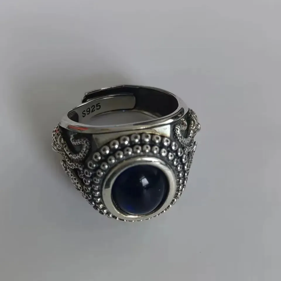 The Kraken of the Depths S925 Sterling Silver Rings Zircon Octopus