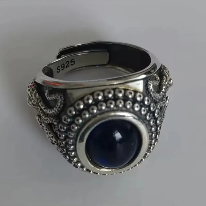 The Kraken of the Depths S925 Sterling Silver Rings Zircon Octopus