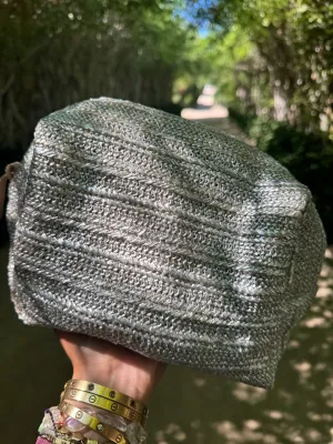 The Lola Waterproof Pouch in Silver Raffia