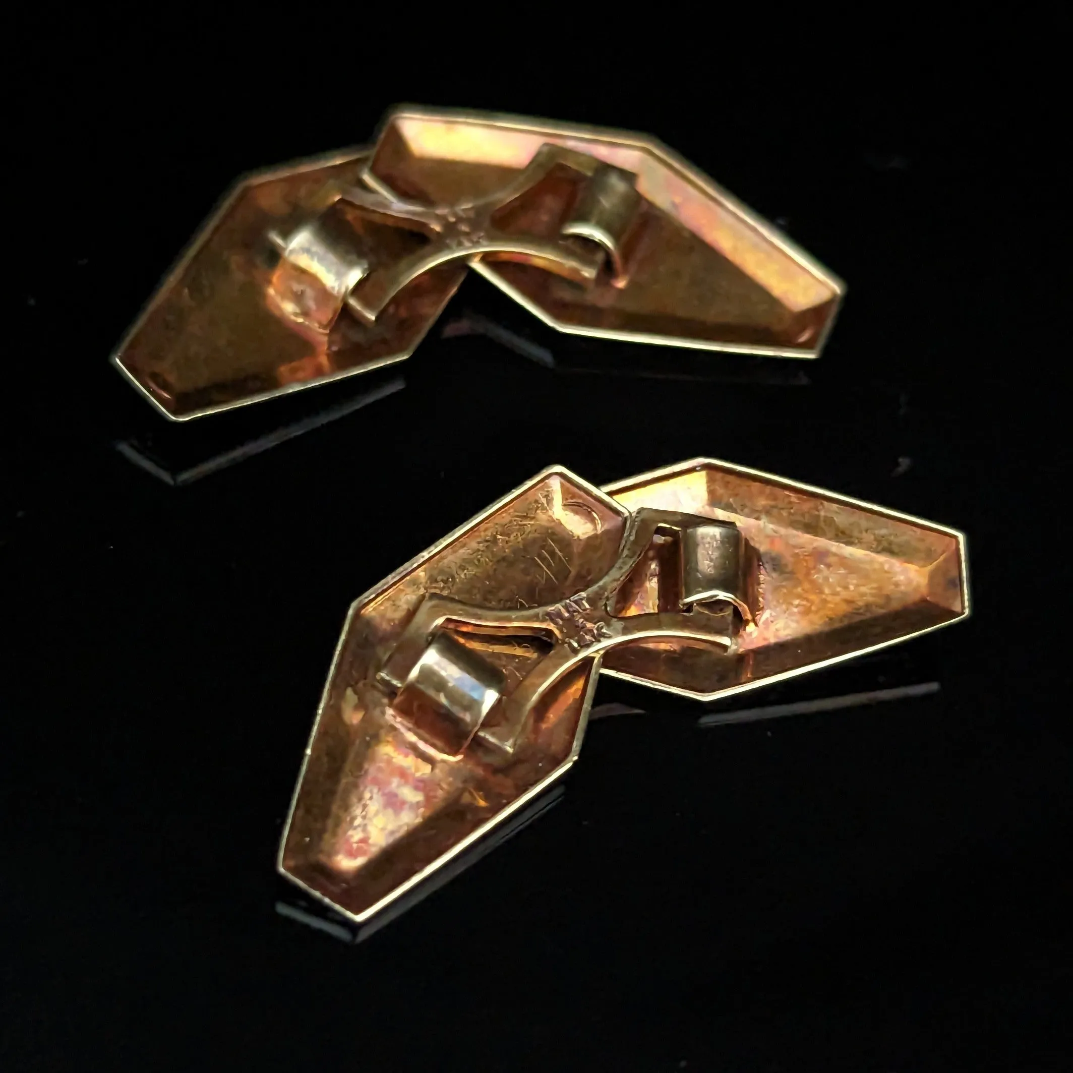 The Toronto - Art Deco Diamond 14k Gold Platinum Men's Cuflinks