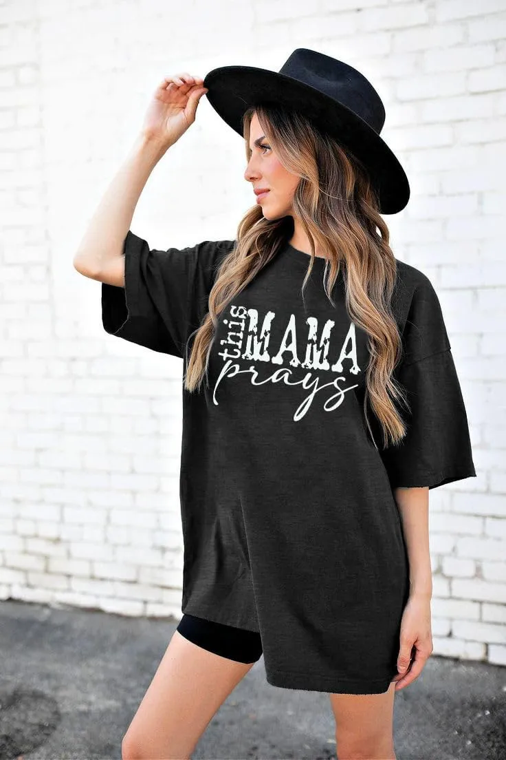 This Mama Prays Shirts for Women Mom Life Tshirt Christian Graphic Tee Funny Religious Faith Short Sleeve Tops
