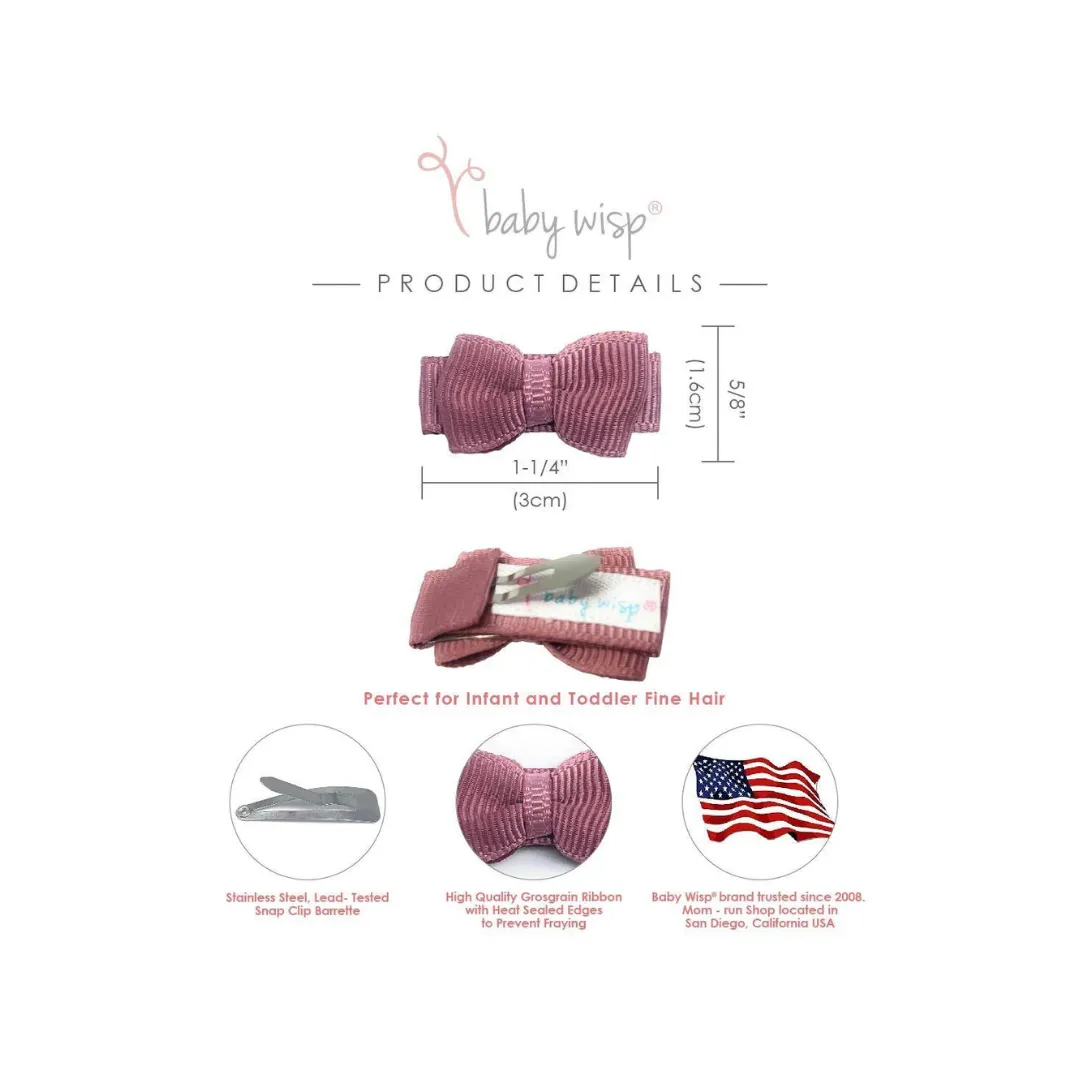 Tiny Tuxedo Bows on Snap Clips Set of 5 - Tranquility by Baby Wisp