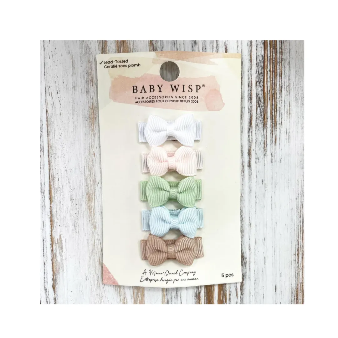 Tiny Tuxedo Bows on Snap Clips Set of 5 - Tranquility by Baby Wisp