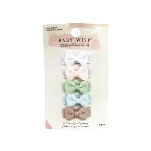 Tiny Tuxedo Bows on Snap Clips Set of 5 - Tranquility by Baby Wisp