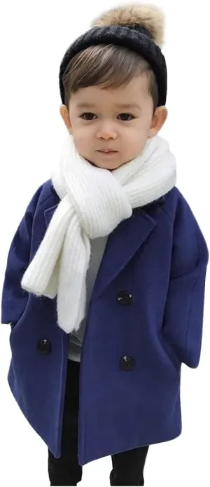 Toddler Kids Plaid Coat Elegant Notched Collar Double Breasted Wool Blend Over Pea Coat Baby Boys Girls Trench Coat Jacket