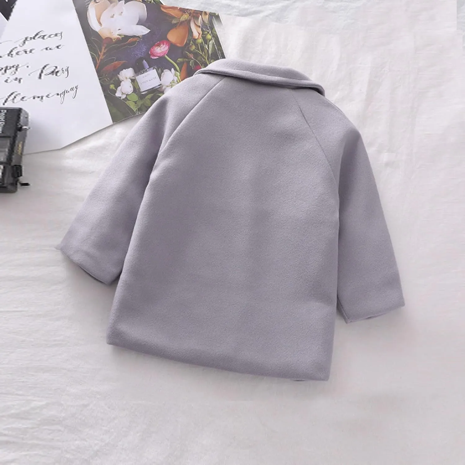 Toddler Kids Plaid Coat Elegant Notched Collar Double Breasted Wool Blend Over Pea Coat Baby Boys Girls Trench Coat Jacket