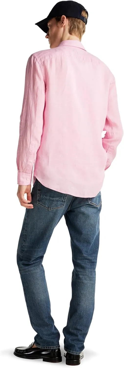 Tommy Hilfiger Men's Long Sleeve Casual Linen Button Down Shirts in Regular Fit