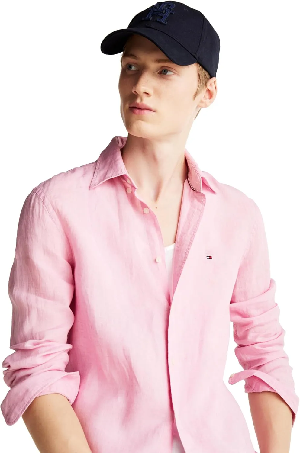 Tommy Hilfiger Men's Long Sleeve Casual Linen Button Down Shirts in Regular Fit
