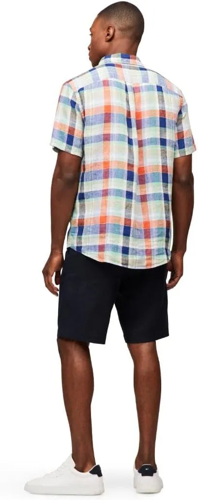 Tommy Hilfiger Men's Short Sleeve Casual Linen Button Down Shirts in Regular Fit