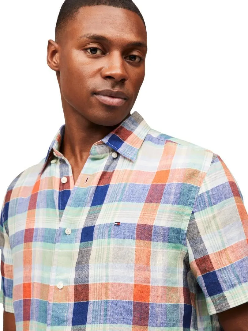 Tommy Hilfiger Men's Short Sleeve Casual Linen Button Down Shirts in Regular Fit