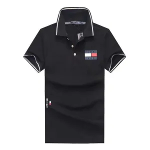 Tommy Hilfiger Printed Design Plain Black Polo Shirt