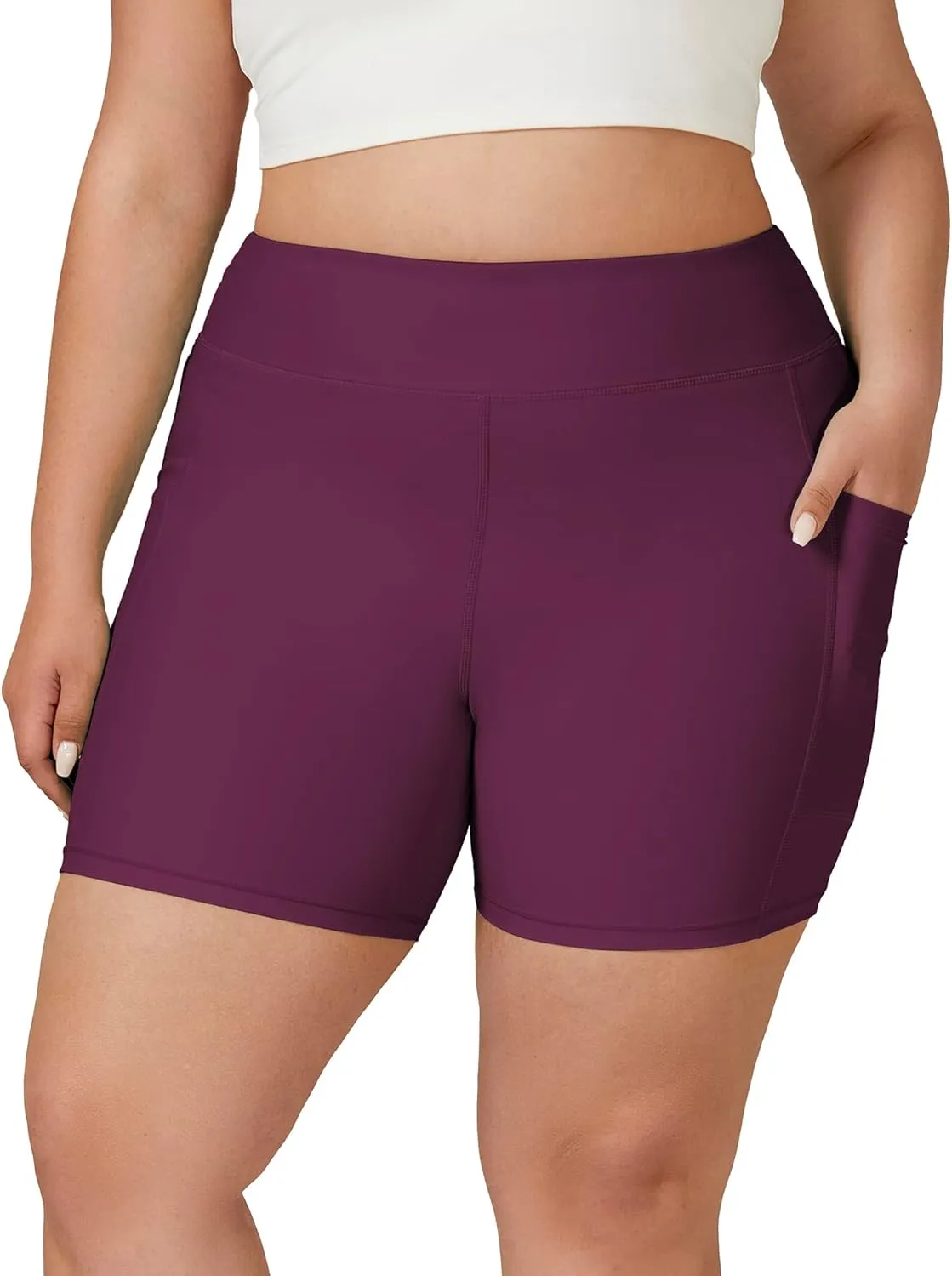 Tournesol Women's Plus Size Swim Shorts High Waisted Swimsuit Bottoms Tankini Boy Shorts Bathing Suit with Pocket 6 inch