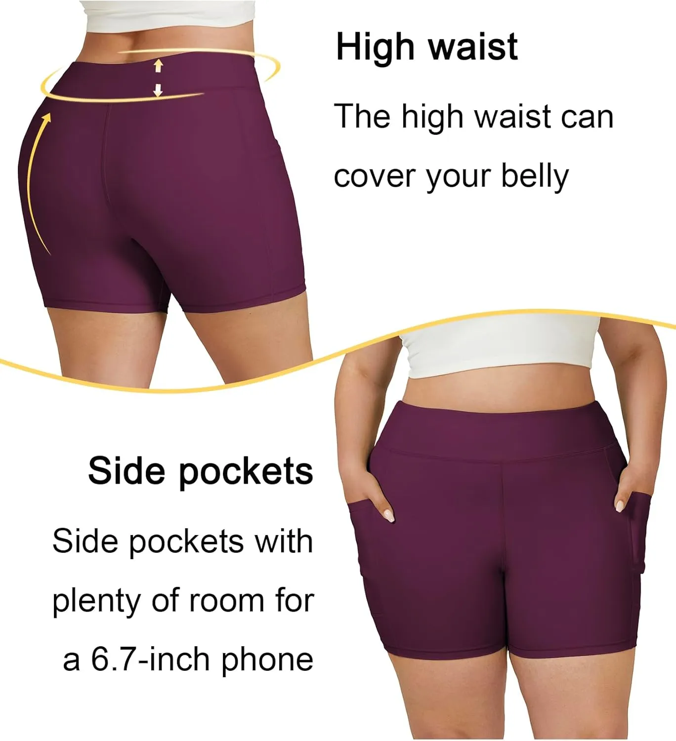 Tournesol Women's Plus Size Swim Shorts High Waisted Swimsuit Bottoms Tankini Boy Shorts Bathing Suit with Pocket 6 inch